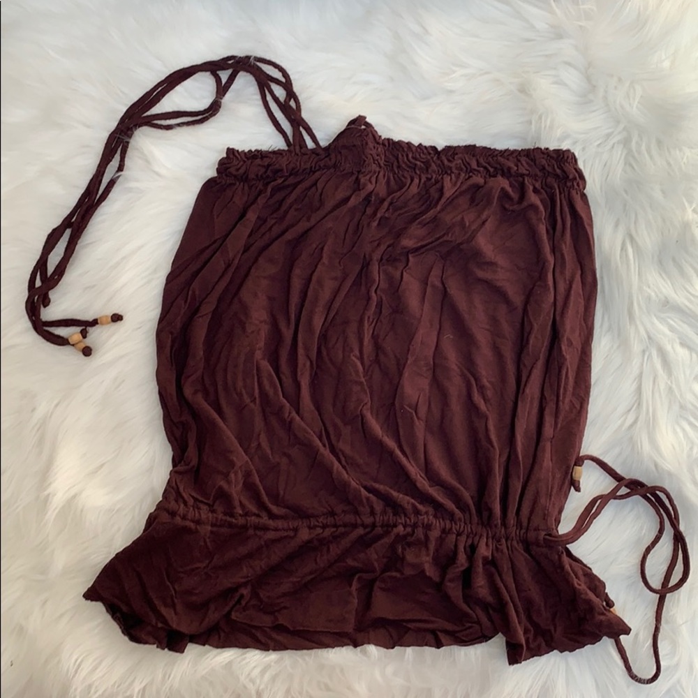 Guess Brown Drawstring Halter Sz Small